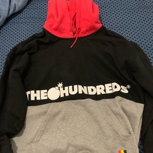 Black, gray and red hoodie